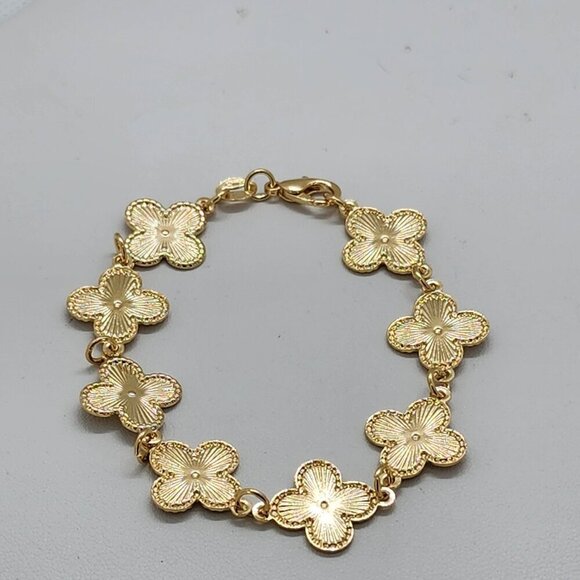 Jewelry - Brand New Brazilian 18k Gold Filled 8 Clover Bracelet